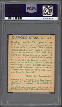 1935 Diamond Stars #43 Ted Lyons PSA NM-MT 8