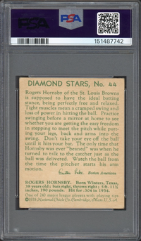 1935 Diamond Stars #44 Rogers Hornsby PSA GOOD 2