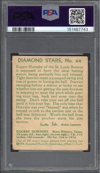 1935 Diamond Stars #44 Rogers Hornsby PSA VG 3