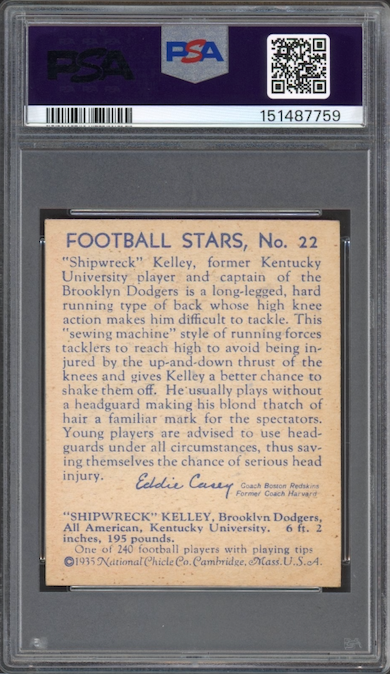 1935 National Chicle #22 Shipwreck Kelley PSA VG-EX 4