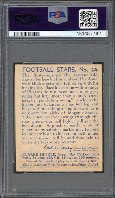 1935 National Chicle #24 Clarke Hinkle PSA VG-EX 4