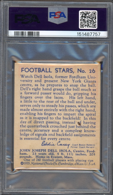 1935 National Chicle #26 John Isola PSA GOOD 2