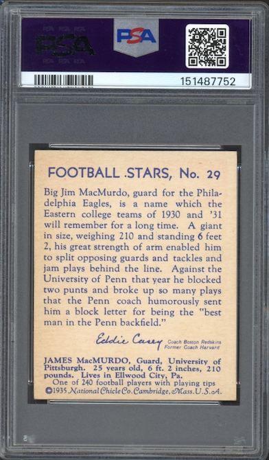 1935 National Chicle #29 Jim MacMurdo PSA NM 7