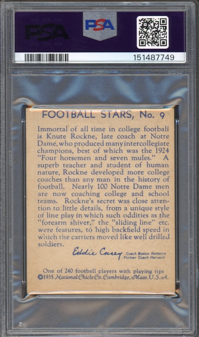 1935 National Chicle #9 Knute Rockne PSA VG-EX 4