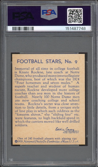 1935 National Chicle #9 Knute Rockne PSA EX-MT 6