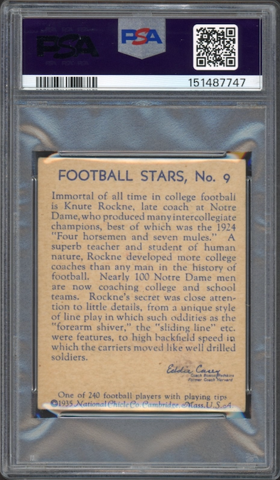 1935 National Chicle #9 Knute Rockne PSA VG-EX 4