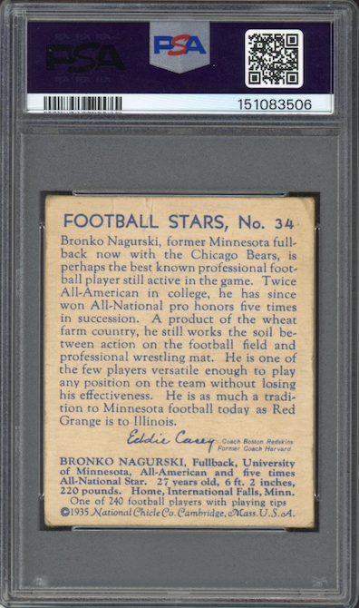 1935 National Chicle Bronko Nagurski PSA PR 1