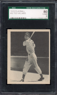 1939 Play Ball #92 Ted Williams ROOKIE SGC EX-NM 80