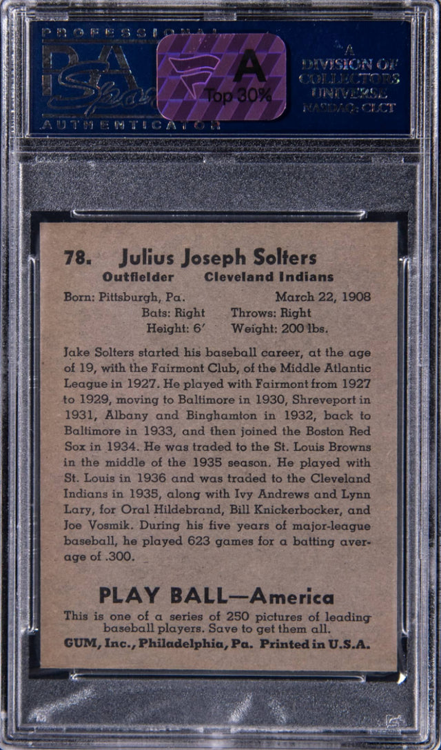 1939 Play Ball #78 Moose Solters PSA MINT 9