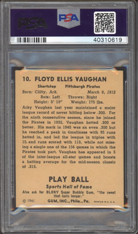 1941 Play Ball #10 Arky Vaughan PSA MINT 9