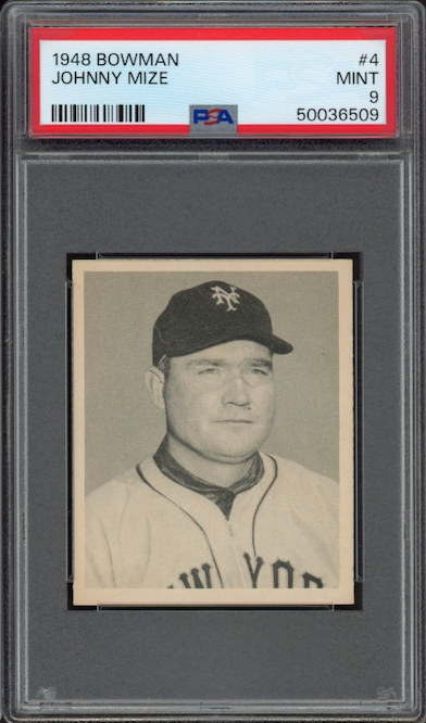 1948 Bowman #4 Johnny Mize ROOKIE PSA MINT 9