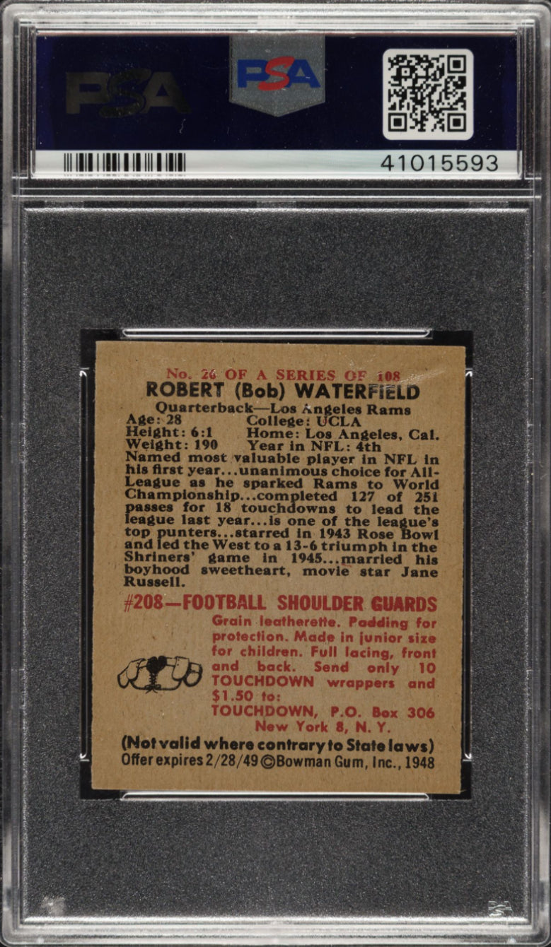 1948 Bowman #26 Bob Waterfield PSA NM-MT 8