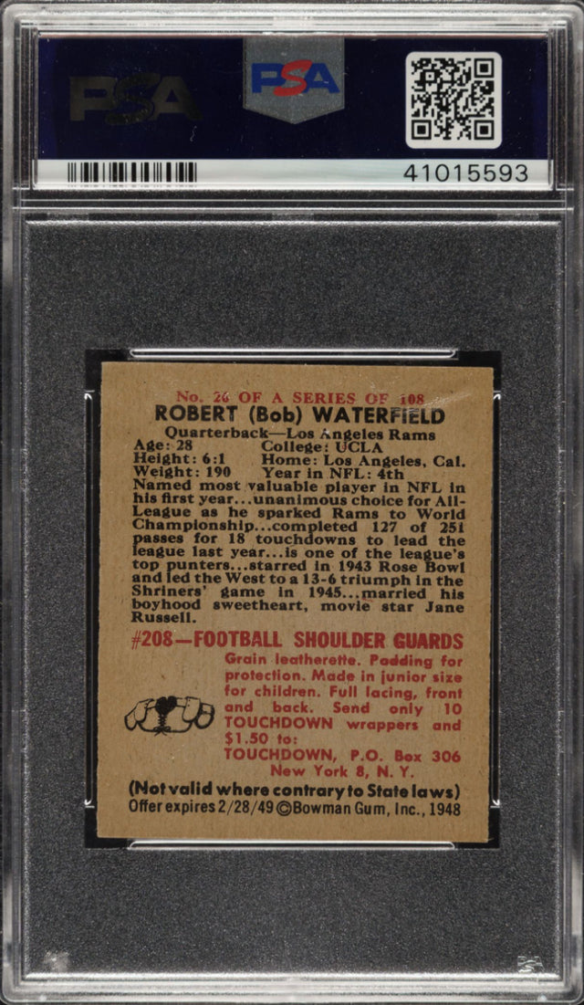 1948 Bowman #26 Bob Waterfield PSA NM-MT 8