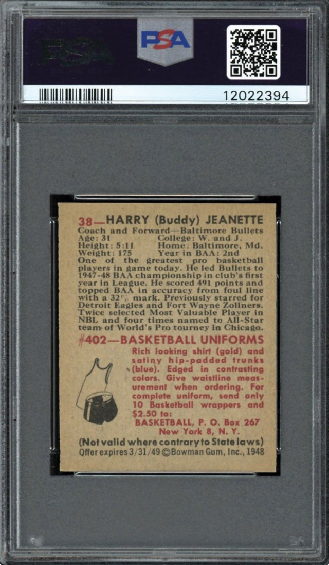 1948 Bowman #38 Harry Jeannette PSA 9