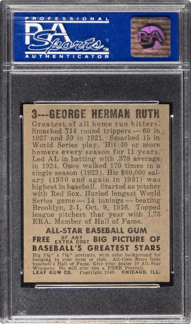 1948 Leaf #3 Babe Ruth PSA NM-MT 8