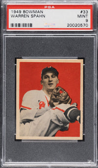 1949 Bowman #33 Warren Spahn PSA 9