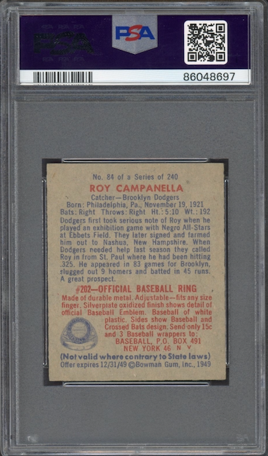 1949 Bowman #84 Roy Campanella ROOKIE PSA NM-MT+ 8.5