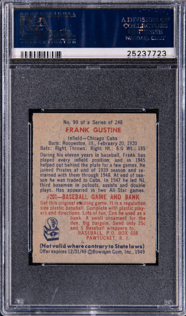 1949 Bowman #99 Frank Gustine PSA MINT 9