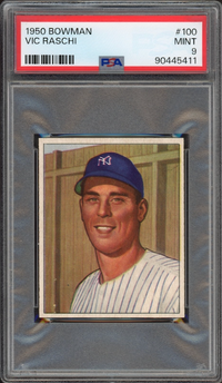 1950 Bowman #100 Vic Raschi PSA MINT 9
