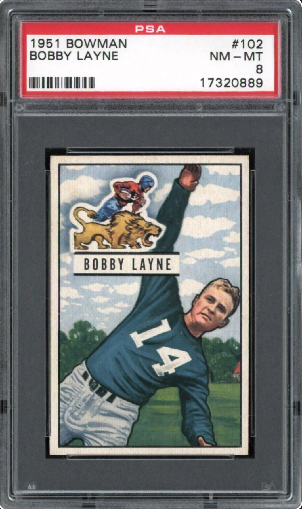 1951 Bowman #102 Bobby Layne PSA 8