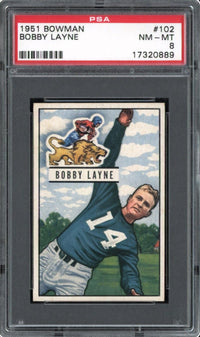 1951 Bowman #102 Bobby Layne PSA 8