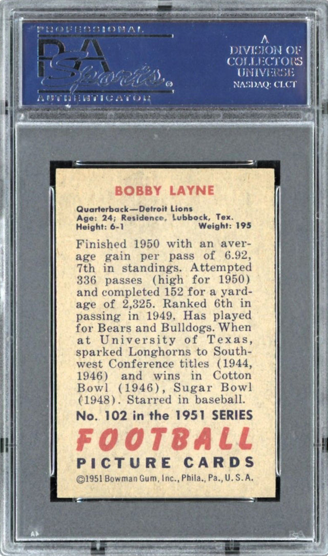 1951 Bowman #102 Bobby Layne PSA NM-MT 8