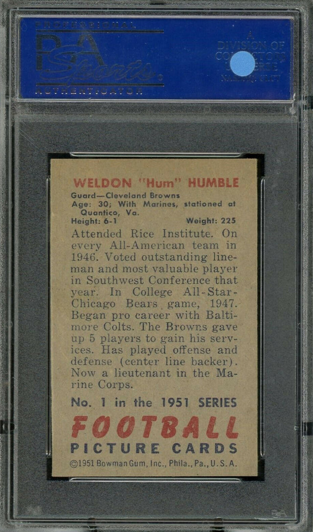 1951 Bowman #1 Weldon Humble PSA 8