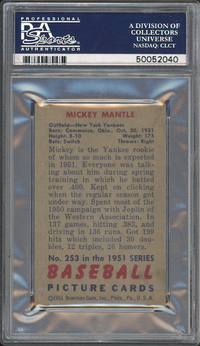 1951 Bowman #253 Mickey Mantle ROOKIE PSA NM-MT 8