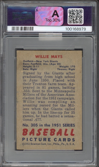 1951 Bowman #305 Willie Mays ROOKIE PSA VG+ 3.5