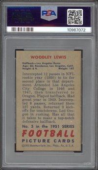 1951 Bowman #5 Woodley Lewis PSA MINT 9