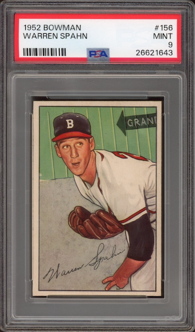 1952 Bowman #156 Warren Spahn PSA MINT 9