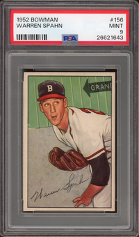 1952 Bowman #156 Warren Spahn PSA MINT 9