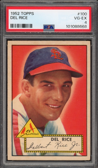 1952 Topps #100 Del Rice PSA VG-EX 4