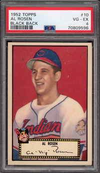 1952 Topps #10 Al Rosen Black Back PSA VG-EX 4