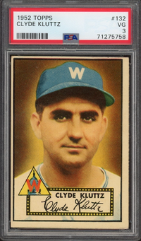1952 Topps #132 Clyde Kluttz PSA VG 3