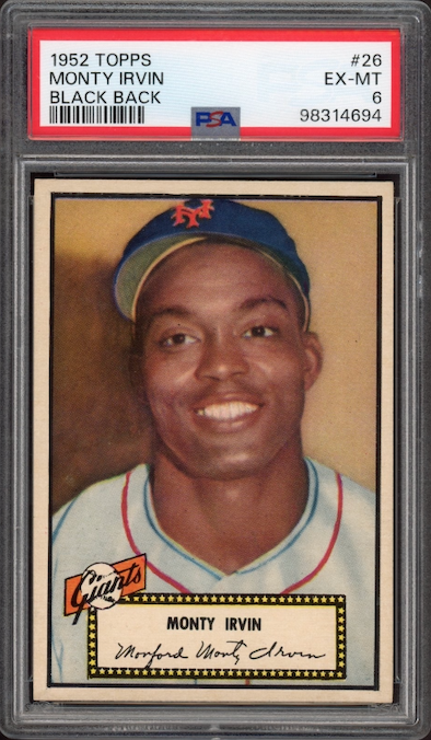1952 Topps #26 Monte Irvin Black Back PSA EX-MT 6