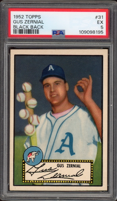 1952 Topps #31 Gus Zernial Black Back PSA EX 5