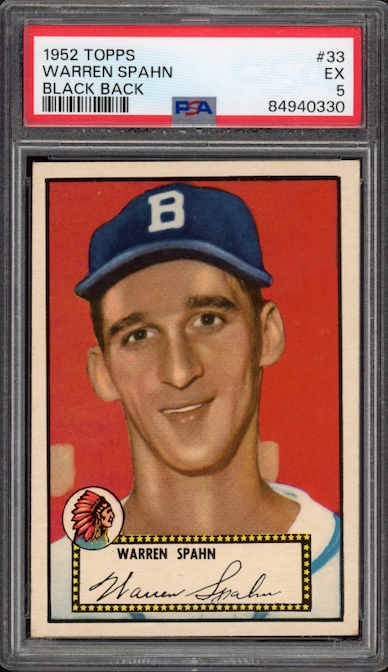 1952 Topps #33 Warren Spahn Black Back PSA EX 5