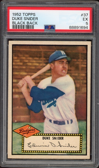 1952 Topps #37 Duke Snider Black Back PSA EX 5