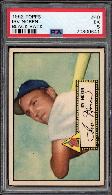 1952 Topps #40 Irv Noren Black Back PSA EX 5