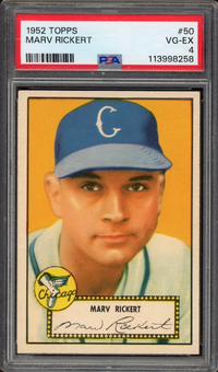 1952 Topps #50 Marv Rickert PSA VG-EX 4
