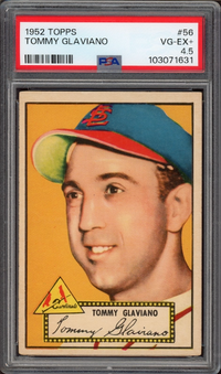 1952 Topps #56 Tommy Glaviano PSA VG-EX+ 4.5