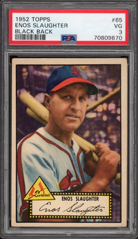 1952 Topps #65 Enos Slaughter Black Back PSA VG 3