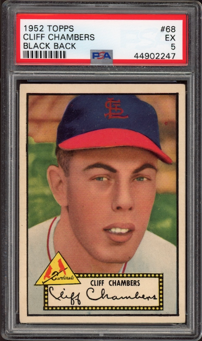 1952 Topps #68 Cliff Chambers Black Back PSA EX 5