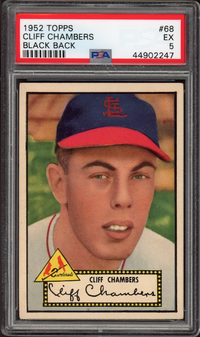 1952 Topps #68 Cliff Chambers Black Back PSA EX 5