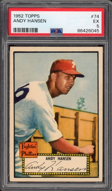 1952 Topps #74 Andy Hansen PSA EX 5