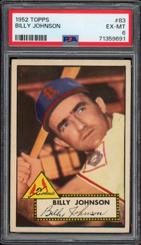 1952 Topps #83 Billy Johnson PSA EX-MT 6