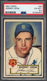 1952 Topps #89 Johnny Lipon PSA EX-MT+ 6.5