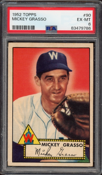 1952 Topps #90 Mickey Grasso PSA EX-MT 6