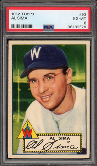 1952 Topps #93 Al Sima PSA EX-MT 6